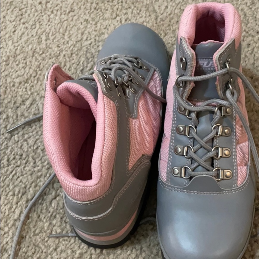 Pink grey Fubu boots